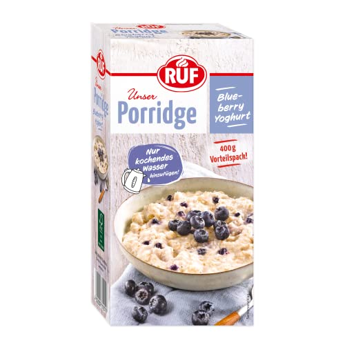 RUF Porridge Blueberry Yoghurt, beliebtes Oatmeal mit Blaubeer-Stückchen, ideal für Unterwegs & im Büro, schnell zubereitet, Vorratspackung, 1 x 400g von RUF