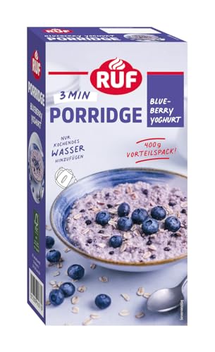 RUF Porridge Blueberry Yoghurt, beliebtes Oatmeal mit Blaubeer-Stückchen, ideal für Unterwegs & im Büro, schnell zubereitet, Vorratspackung, 1 x 400g von RUF