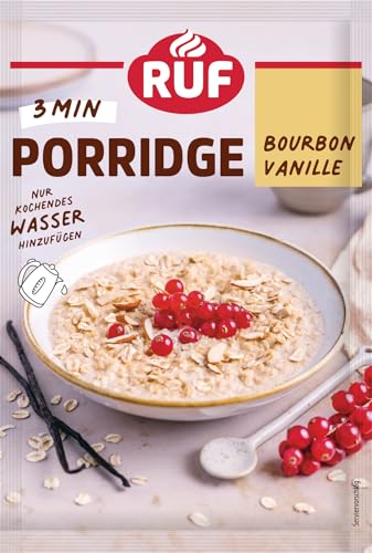 RUF Porridge Bourbon-Vanille mit Vollkorn-Haferflocken und natürlichem Bourbon Vanillearoma, warmer und besonders leckerer Hafergenuss,1 x 65g Beutel von RUF