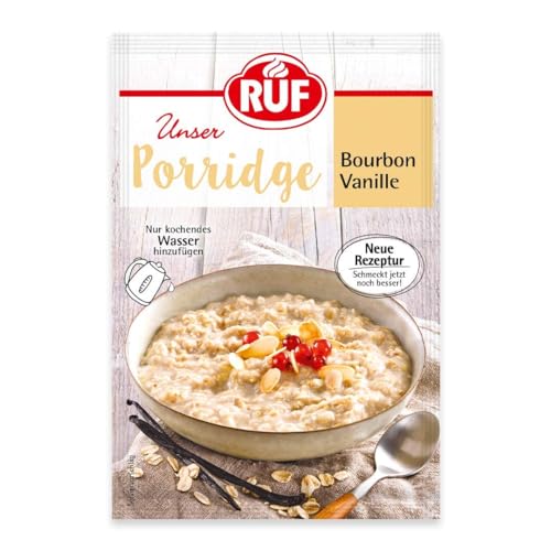 RUF Porridge Bourbon-Vanille mit Vollkorn-Haferflocken und natürlichem Bourbon Vanillearoma, warmer und besonders leckerer Hafergenuss,1 x 65g Beutel von RUF