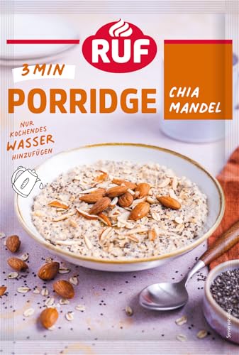 RUF Porridge Chia Mandel mit Chiasamen und gehackten Mandeln, das Superfood Oatmeal fürs Büro, den Workout-Snack oder Zwischendurch, 1 x 65g Beutel von RUF