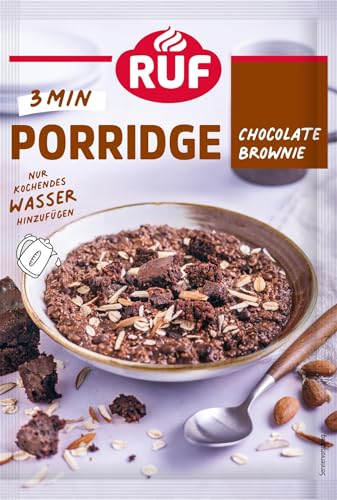 RUF Porridge Chocolate Brownie, Instant Haferbrei mit Brownie-Bites und Schokostückchen, purer Schoko-Genuss in der Müsli Schale, 1 x 65g Beutel RUF Porridge Chocolate Brownie, Instant Haferbrei mit Brownie-Bites und Schokostückchen, purer Schoko-Genuss in der Müsli Schale, 1 x 65g Beutel von RUF
