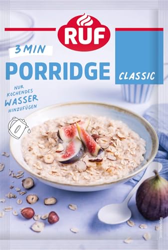 RUF Porridge Classic, gesunder Frühstück-Snack aus Vollkorn-Haferflocken, besonders lecker mit frischen Früchten, Beeren oder Nüssen, 1 x 65g Beutel von RUF