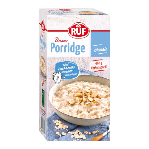 RUF Porridge Classic, gesunder Frühstück-Snack aus Vollkorn-Haferflocken, besonders lecker mit frischen Früchten oder Nüssen, Vorratspackung, 1 x 400g von RUF