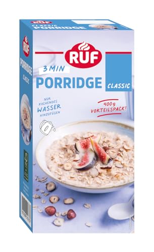 RUF Porridge Classic, gesunder Frühstück-Snack aus Vollkorn-Haferflocken, besonders lecker mit frischen Früchten oder Nüssen, Vorratspackung, 1 x 400g von RUF