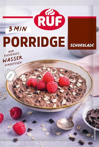 RUF Porridge Schokolade mit zartschmelzenden Schokotropfen und Kakaokernen, der schnelle Snack im Büro und für alle Schoko Liebhaber, 1 x 65g Beutel von RUF