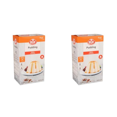 RUF Pudding Sahne, Puddingpulver für Sahnepudding, nur mit Milch und Zucker aufkochen, Großgebinde, glutenfrei, ohne Allergene, 1x1000g (Packung mit 2) von RUF
