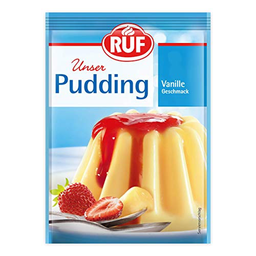 RUF Pudding mit Vanille-Geschmack, Puddingpulver mit feinem Vanillearoma, schnell zubereitet, glutenfrei, vegan, 22er Pack (22 x 5 Packungen à 37 g) von RUF