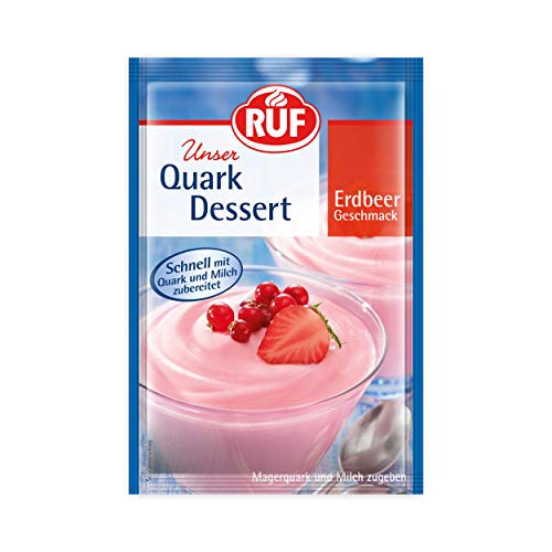 RUF Quarkdessert mit Erdbeer-Geschmack, super cremig und besonders lecker, ohne Quark optimale Basis für Milchshakes, fertig in 3 Minuten, 20 x 55g von RUF