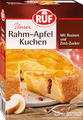 RUF Rahm-Apfelkuchen, Backmischung für einen Mürbeteig mit Äpfeln und Rosinen, Creme-Füllung und Zimt-Zucker, vegan RUF Rahm-Apfelkuchen, Backmischung für einen Mürbeteig mit Äpfeln und Rosinen, Creme-Füllung und Zimt-Zucker, vegan von RUF