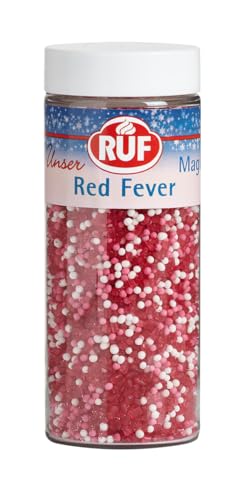 RUF Red Fever Streusel, glänzende Torten-Deko, Zucker-Perlen in rosa weiß und schimmernde rote Zucker-Kristalle, zum Verzieren von Plätzchen, Cupcakes Deko RUF Red Fever Streusel, glänzende Torten-Deko, Zucker-Perlen in rosa weiß und schimmernde rote Zucker-Kristalle, zum Verzieren von Plätzchen, Cupcakes Deko von RUF