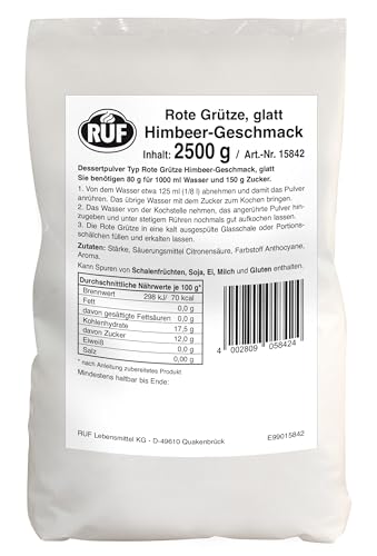 RUF Rote Grütze Himbeere, Großpackung, besonders lecker mit frischen Früchten und Vanillesoße, Spezialität aus Norddeutschland, ohne Allergene, 1x2500g von RUF