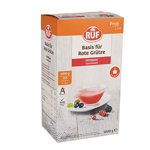 RUF Rote Grütze Himbeer, besonders lecker als Dessert mit Vanillesoße, praktische Großpackung, Spezialität aus Norddeutschland, ohne Allergene, 1x1000g von RUF