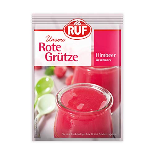 RUF Rote Grütze mit Himbeer-Geschmack, norddeutsche Spezialität, fruchtiges erfrischendes Dessert für heiße Sommertage, glutenfrei und vegan, 18 x 40g von RUF