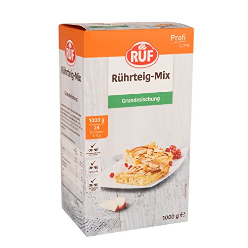 RUF Rührkuchen Backmischung, nur Wasser & Öl zugeben, Rezeptur für Blechkuchen, Kastenkuchen, Muffins, Gugelhupf und Tortenböden, 1x1000g RUF Rührkuchen Backmischung, nur Wasser & Öl zugeben, Rezeptur für Blechkuchen, Kastenkuchen, Muffins, Gugelhupf und Tortenböden, 1x1000g von RUF