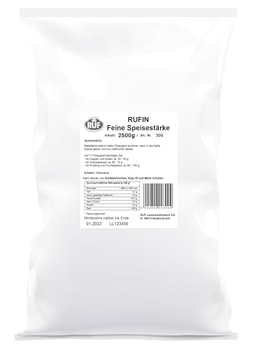 RUF Rufin Speisestärke, Großpackung, Mais-Stärke zum Binden von Saucen, Suppen & Cremes oder zum Auflockern von Kuchen & Torten, glutenfrei, 1 x 2500g RUF Rufin Speisestärke, Großpackung, Mais-Stärke zum Binden von Saucen, Suppen & Cremes oder zum Auflockern von Kuchen & Torten, glutenfrei, 1 x 2500g von RUF