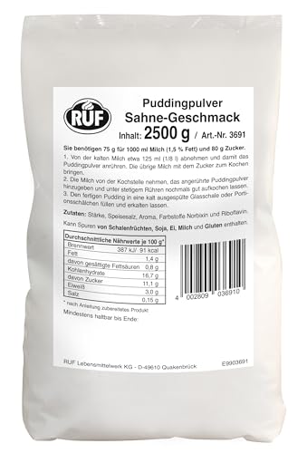 RUF Sahne-Pudding, Pudding zum Kochen, Großpackung ideal geeignet für Großküche, Kantine, Hotel und Restaurant-Küche, glutenfrei, ohne Allergene, 1x2500g von RUF