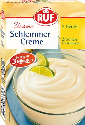 RUF Schlemmercreme Zitrone Doppelpack, ohne Kochen, Dessertpulver für eine locker fluffiges Creme-Dessert mit Zitronengeschmack, glutenfrei von RUF