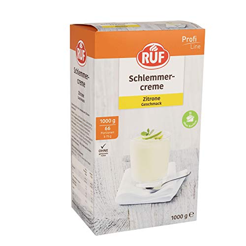 RUF Schlemmercreme Zitrone, ohne Kochen, Großpackung Dessertpulver für eine locker fluffiges Creme-Dessert mit Zitronengeschmack, glutenfrei, 1x1000g von RUF