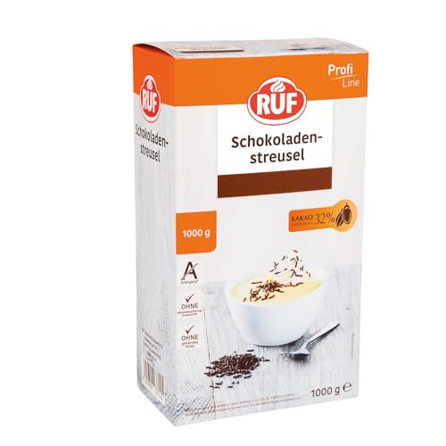 RUF Schoko-Streusel, mind. 32% Kakaoanteil, zum Verzieren von Muffins, Kuchen und Süßspeisen, praktische Vorratspackung, wiederverschließbar, 1x1000g von RUF