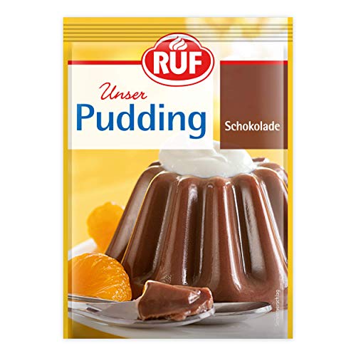 RUF Schokoladen-Pudding mit herzhaftem Kakao Aroma, glutenfrei und vegan, wie bei Oma, nur mit Milch und Zucker aufkochen, 16er Pack (16 x 3 x 41g) von RUF