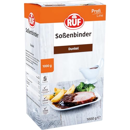 RUF Soßen-Binder dunkel, zum Binden dunkler Soßen für herzhafte Fleischgerichte und Eintöpfe, ohne Anrühren und Klumpen, fettarm und geschmacksneutral, 1x1000g von RUF