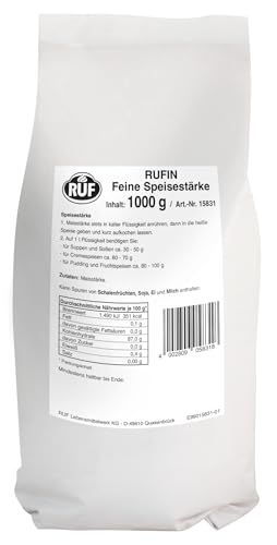 RUF Speise-Stärke, Großpackung, Maisstärke zum Binden von Saucen, Suppen und Cremes oder zum Auflockern von Kuchen, Torten und Plätzchen, glutenfrei, 1x1000g von RUF