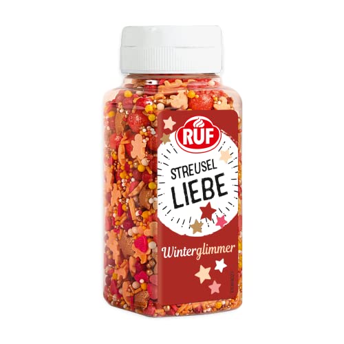RUF Streusel Winter-Glimmer, Goldsterne, Lebkuchenmännchen und Glitzer Streusel für Weihnachtsplätzchen, Tortendeko, 1x140g RUF Streusel Winter-Glimmer, Goldsterne, Lebkuchenmännchen und Glitzer Streusel für Weihnachtsplätzchen, Tortendeko, 1x140g von RUF