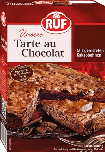 RUF Tarte au Chocolat, Backmischung für eine französische Schokoladen-Tarte aus der Springform, Schoko-Kuchen mit gerösteten Kakao-Bohnen von RUF