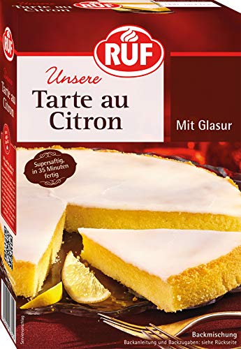 RUF Tarte au Citron, Backmischung für einen schnellen Zitronen-Kuchen französischer Art, mit fruchtiger Zitronen-Glasur, 8er Pack, 8 x 380g von RUF