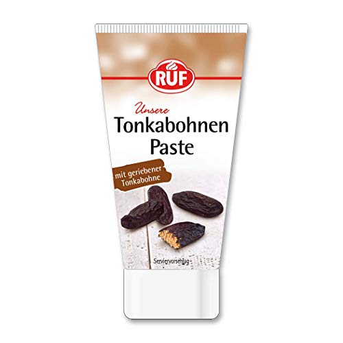 RUF Tonkabohnen-Paste, mit geriebener Tonka-Bohne, Tonka-Paste in praktischer Dosiertube, für Kuchen, Desserts und Getränke, glutenfrei, vegan, 50g von RUF