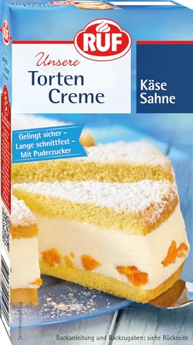 RUF Torten-Creme Käse Sahne, Creme für Käse Sahne Füllung, für Torten, Bikuit-Rollen und Cup Cakes, lange schnittfest, mit Puderzucker von RUF