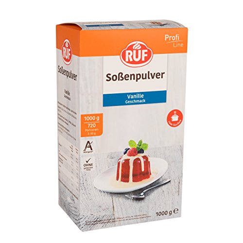 RUF Vanillesoße zum Kochen, Dessertsoße Vanille zu Süßspeise, Waffel, Wackelpudding und Schoko-Kuchen, Soßenpulver groß, 1x1000g von RUF