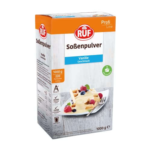 RUF Vanillesosse ohne Kochen, gezuckert, passt optimal zu Apfelstrudel, Blechkuchen, Streuselkuchen und Desserts, einfache Zubereitung, 1x1000g von RUF