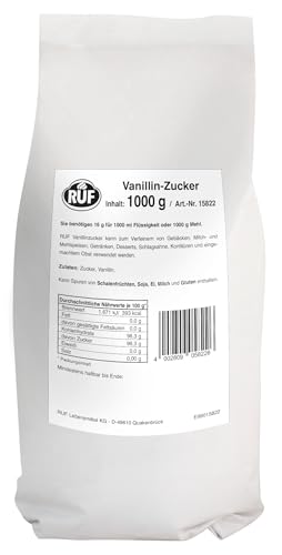 RUF Vanillin Zucker, Großpackung, Küchen-Klassiker zum Backen, Kochen und zur Zubereitung von Pudding, und Cremefüllungen, glutenfrei, vegan von RUF