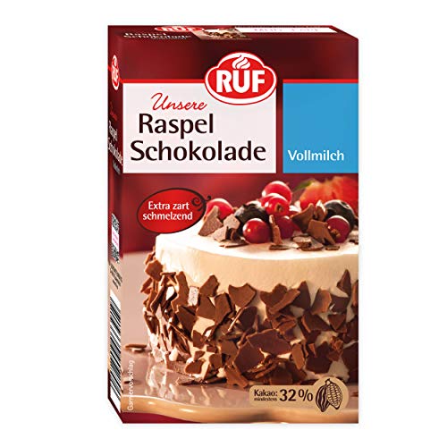 RUF Raspelschokolade Vollmilch, hauchdünne geraspelte Schokolade, Schoko-Raspeln ideal für Kuchen, Torten & Muffins, glutenfrei, 11 x 100g von RUF