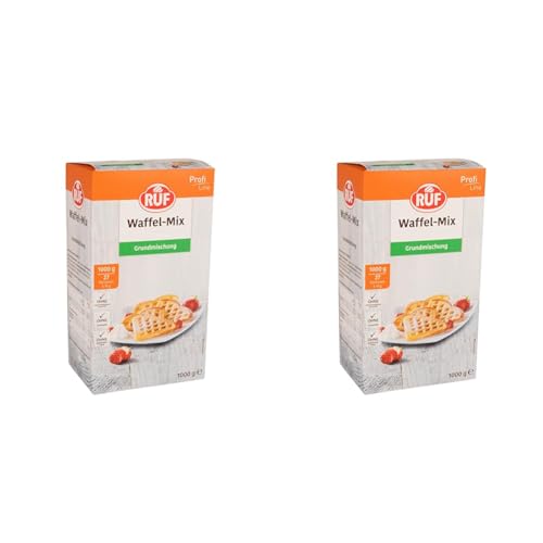 RUF Waffel-Teig, Grund-Backmischung zur Herstellung von leckeren Herzwaffeln im Waffeleisen, einfache Zubereitung, im praktischen Vorratspack, 1x1000g (Packung mit 2) von RUF