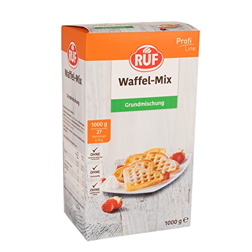 RUF Waffel-Teig, Grund-Backmischung zur Herstellung von leckeren Herzwaffeln im Waffeleisen, einfache Zubereitung, im praktischen Vorratspack, 1x1000g von RUF