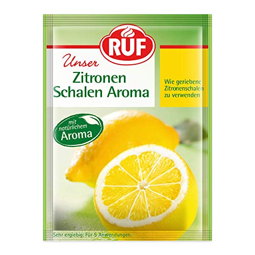 RUF Zitronen-Schalen-Aroma, reines natürliches Zitronenaroma, Backaroma zum Verfeinern von Tortencreme, Desserts, Milchshakes, glutenfrei und vegan von RUF