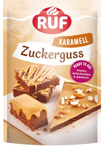 RUF Zuckerguss Karamell, sofort anwendbar als Glasur für Kuchen und Gebäck, cremiger Karamell-Genuss in seidenmatter Optik, 1 x 150g RUF Zuckerguss Karamell, sofort anwendbar als Glasur für Kuchen und Gebäck, cremiger Karamell-Genuss in seidenmatter Optik, 1 x 150g von RUF