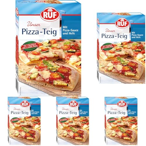 RUF veganer Pizza-Teig, Grundmischung für einen Hefe-Teig, Mischung für eine Pizza-Sauce enthalten, für den Pizzastein geeignet, 5er Pack, 1 x 315g RUF veganer Pizza-Teig, Grundmischung für einen Hefe-Teig, Mischung für eine Pizza-Sauce enthalten, für den Pizzastein geeignet, 5er Pack, 1 x 315g von RUF