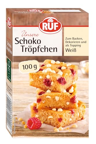 RUF weiße Schokolade-Tröpfchen, backfeste Schoko-Tropfen weiß, zum Backen & Dekorieren von Torten, Kuchen & Muffins, als Topping für Porridge, Bowl, Waffeln RUF weiße Schokolade-Tröpfchen, backfeste Schoko-Tropfen weiß, zum Backen & Dekorieren von Torten, Kuchen & Muffins, als Topping für Porridge, Bowl, Waffeln von RUF