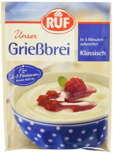 RUF Grießbrei Klassisch, geeignet als Dessert, Zwischenmahlzeit oder süße Hauptspeise, fertig in 5 Minuten, nur Milch hinzugeben, 25 x 92g von RUF