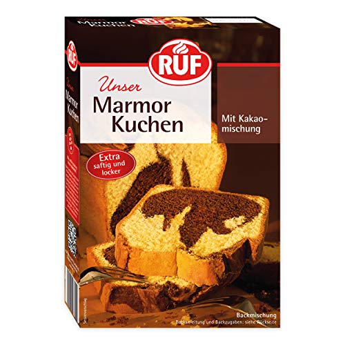RUF Marmorkuchen, klassische Backmischung für einen Kastenkuchen mit Kakaomischung, extra saftig und locker, vegane Variante möglich, 8 x 450g von RUF