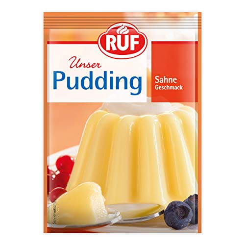 RUF Sahne-Pudding für den klassischen Pudding Genuss, glutenfrei, schmeckt wie bei Oma, nur mit Milch und Zucker aufkochen, 18er Pack (18 x 3 x 38g) von RUF