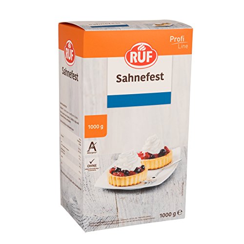 RUF Sahnefest, hält geschlagene Sahne steif, verzögert als Pulver angewendet das Durchweichen von Obstböden, keine Allergene laut Rezeptur, 1x1000g von RUF