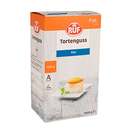 RUF Tortenguss klar, für Obstböden, Torten, Mini-Cakes und Tartlets, ohne tierische Gelatine, zuckerfrei, schnelle Zubereitung, praktischer Vorratspack, 1x1000g von RUF