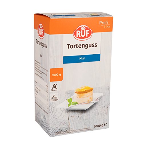 RUF Tortenguss klar ohne Gelatine für Obstböden, Torten, Tartelette, Erdbeerkuchen, schnelle Zubereitung, Großpackung, 1x1000g von RUF