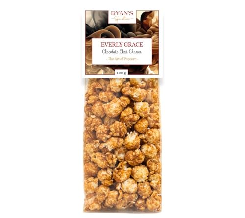 Everly Grace Popcorn – Chocolate Chai Charme, 100 g – Popcorn-Tüten mit Schokoladenextrakt und Chai-Gewürzen aus unserer Manufaktur in Augsburg, Deutschland von Everly Grace