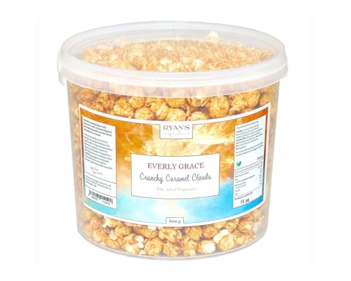 Everly Grace Popcorn – Crunchy Caramel Clouds, 600 g – Popcorn-Eimer mit süßem Karamell und Bourbon-Vanille, handgemacht in Deutschland von Everly Grace